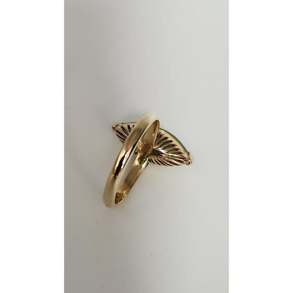Vintage 14k Yellow Gold Natural Jade Ring Size 5.25 - Picture 4 of 7